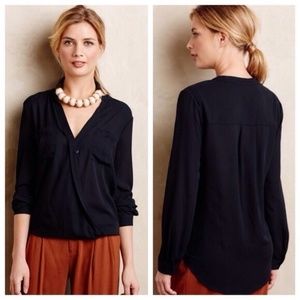 Anthropologie - Maeve Size 8 Dark Navy Blouse